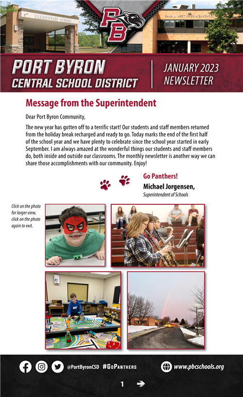 Port Byron CSD January 2023 Newsletter